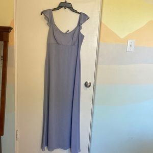 Elegant Periwinkle Blue Flutter Sleeve Empire Waist Gown